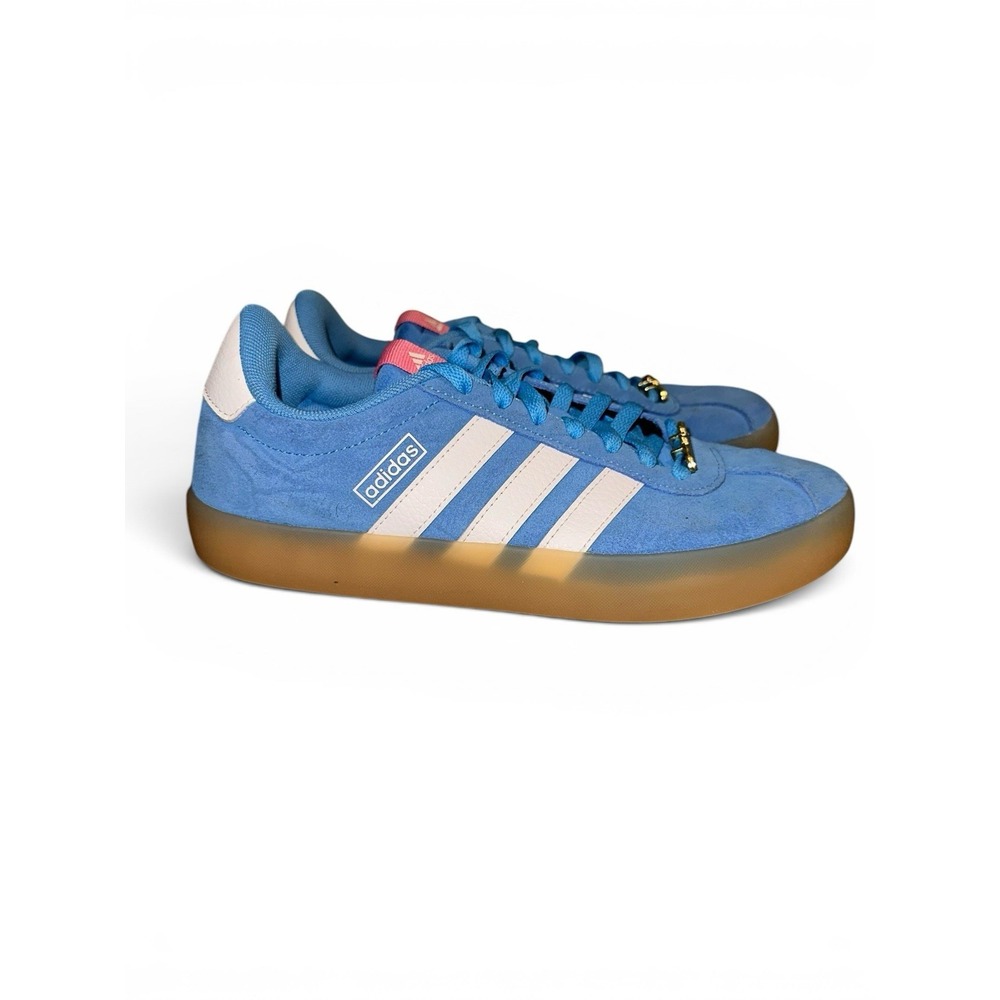 Adidas Women's VL Court 3.0 Shoes, Style# ID9074, Size 7.5 Blue Burst Gum - Picture 2 of 9